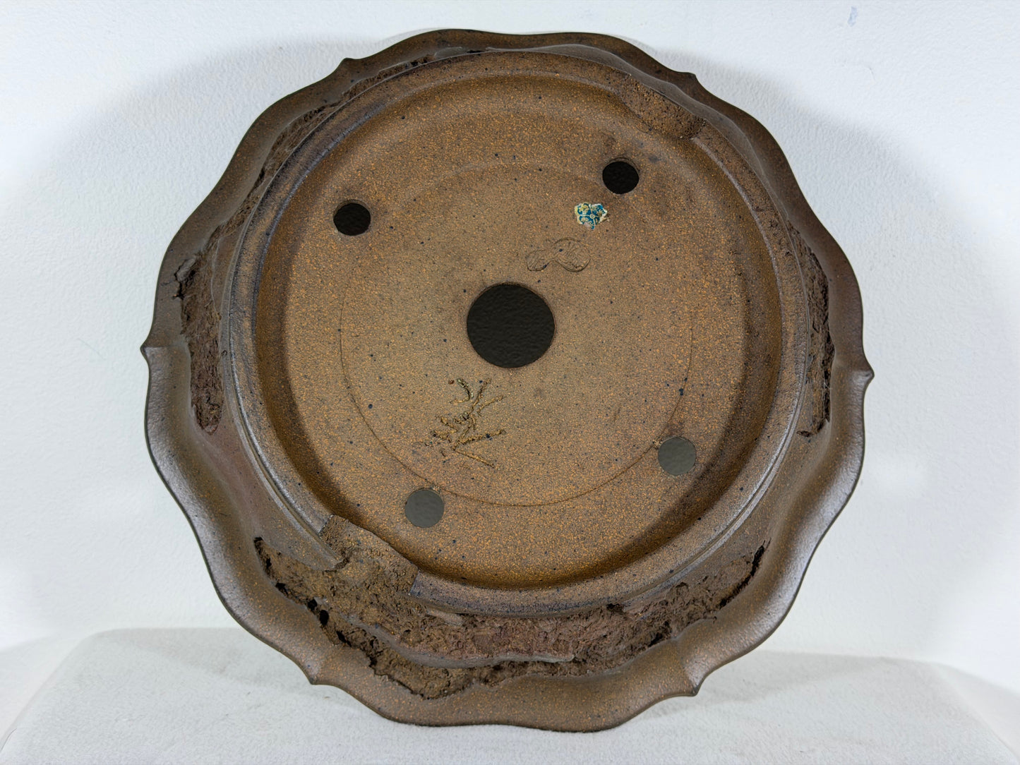 Preowned Japanese Tokoname Unglazed Rinka Style Bonsai Pot Kosyousen - 13” By 12.5”