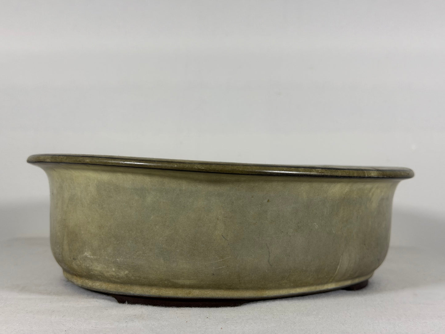 Preowned Japanese Tokoname Glazed Oval Bonsai Pot - 10.25” By 8.75”