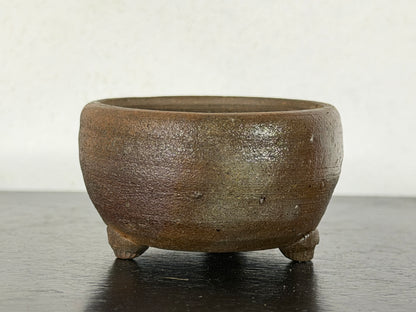 Preowned Japanese Tokoname Unglazed Round Bonsai Pot With Stamp - 2” By 1 1/8”