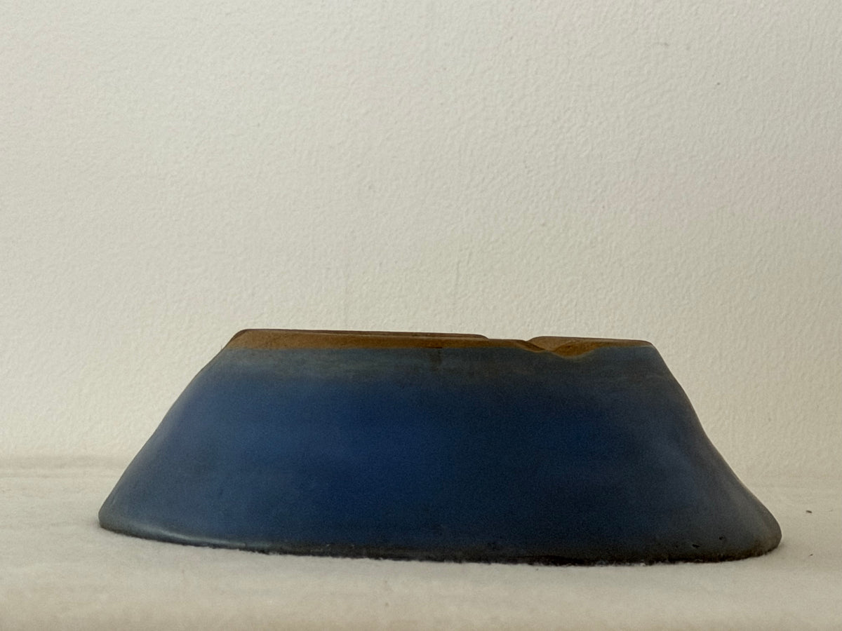 Preowned Japanese Tokoname Glazed Nanban Style Bonsai Pot Mazan - 6.75” By 2”