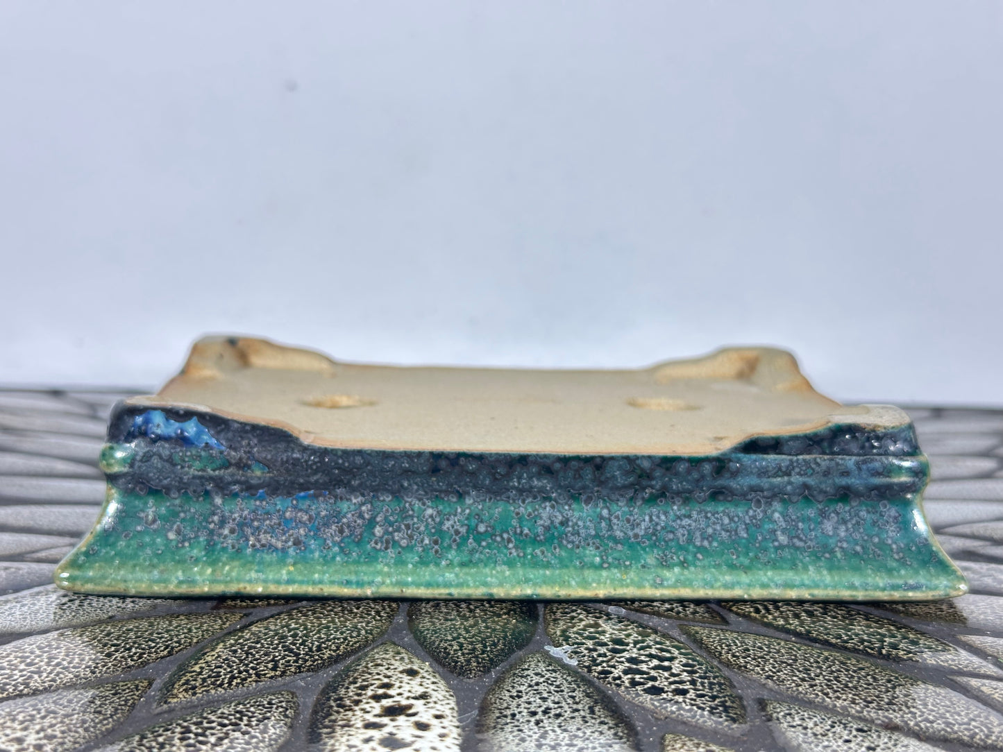 Preowned Japanese Tokoname Rectangular Bonsai Pot Aiba Koyo - 6.75” By 5 1/8”