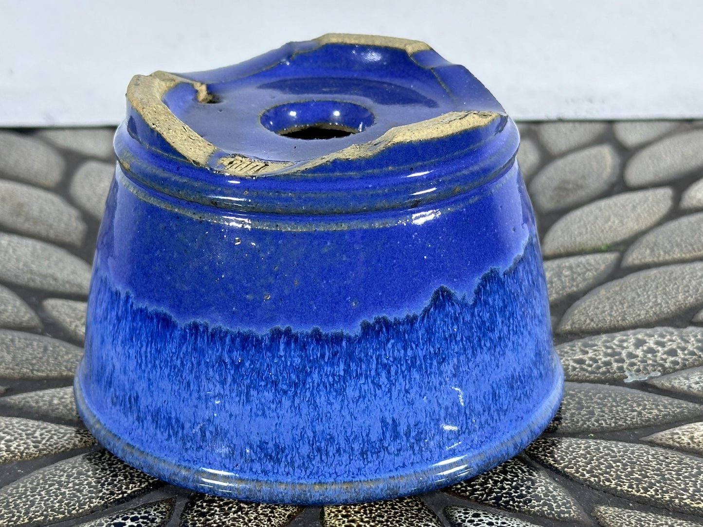 New Japanese Tokoname Round Glazed Bonsai Pot Katu - 4 3/8” By 2.75”