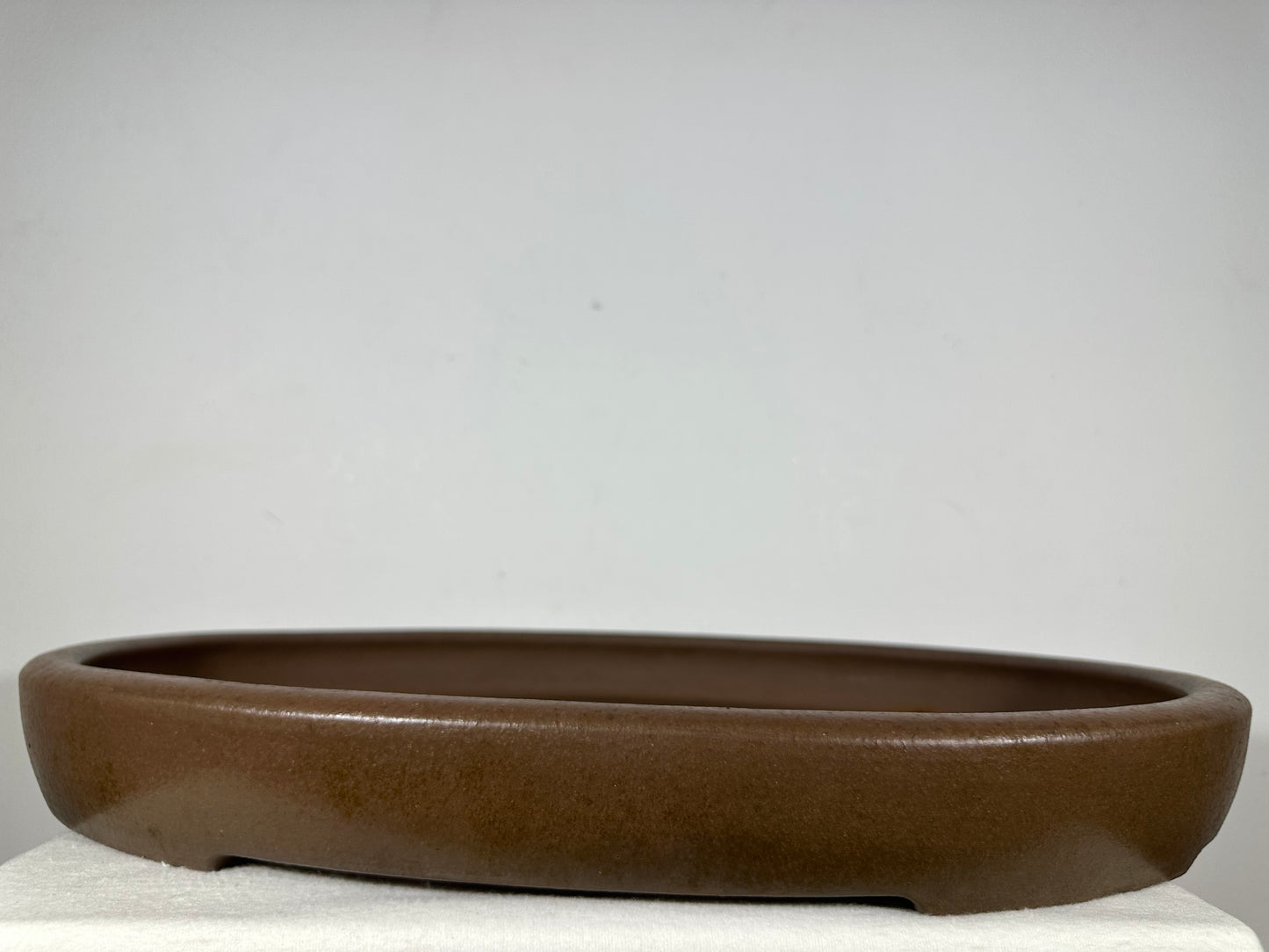 Preowned Japanese Tokoname Unglazed Oval Shallow Bonsai Pot Seizan - 22.5” By 16.25”