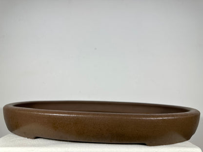 Preowned Japanese Tokoname Unglazed Oval Shallow Bonsai Pot Seizan - 22.5” By 16.25”