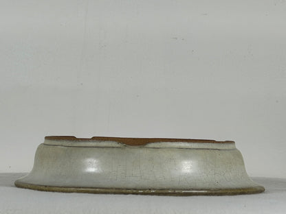 Preowned Japanese Tokoname Glazed Shallow Round Bonsai Pot Mazan - 8” By 1.5”