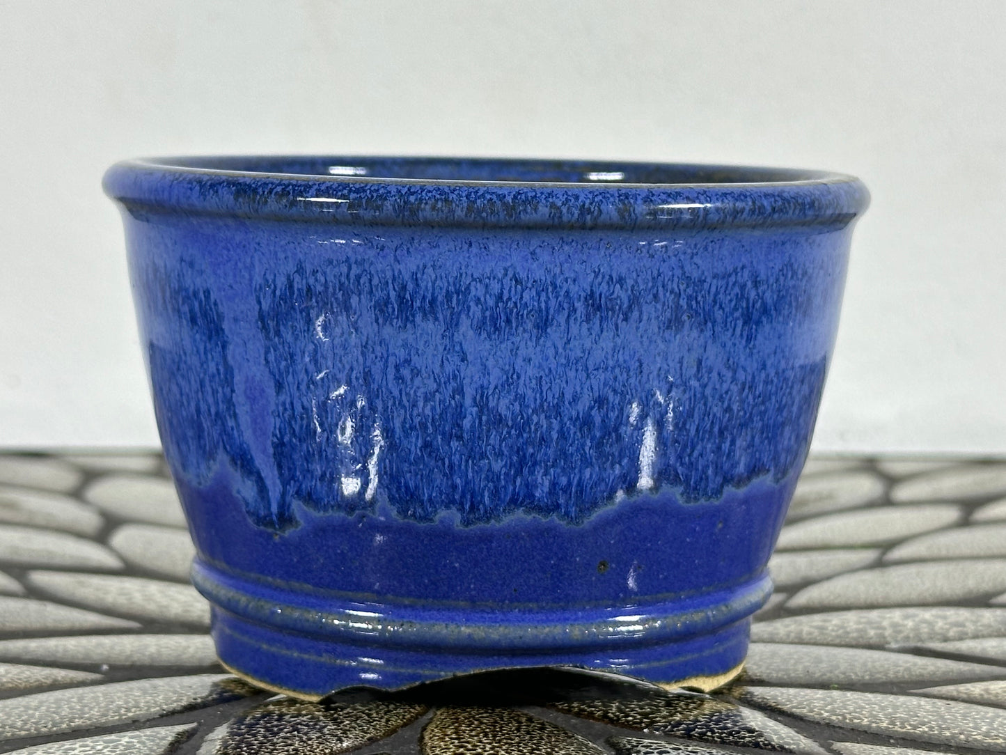 New Japanese Tokoname Round Glazed Bonsai Pot Katu - 4 3/8” By 2.75”