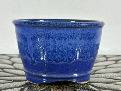 New Japanese Tokoname Round Glazed Bonsai Pot Katu - 4 3/8” By 2.75”