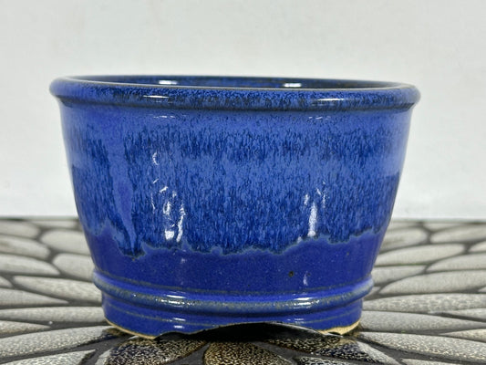 New Japanese Tokoname Round Glazed Bonsai Pot Katu - 4 3/8” By 2.75”