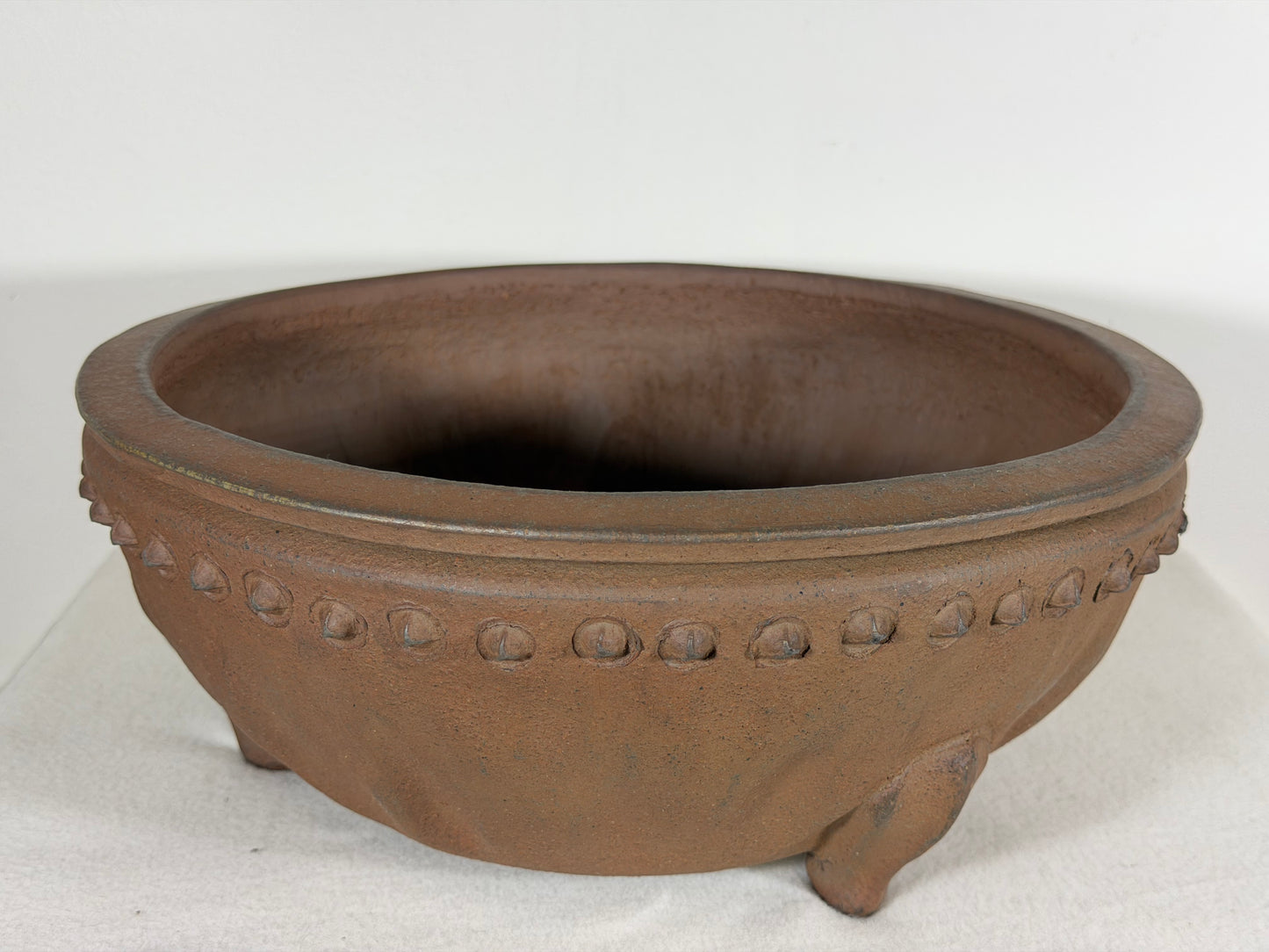 Preowned Japanese Tokoname Unglazed Round  Bonsai Pot Sensyuu - 11.75” By 5”