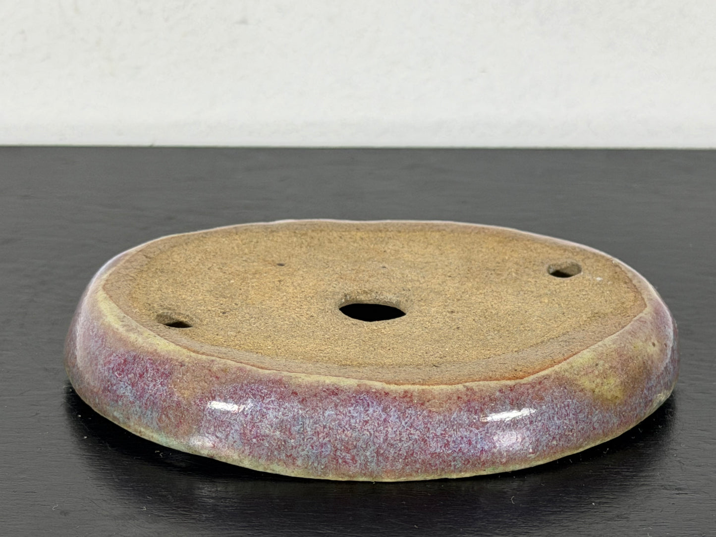 Preowned Vintage Japanese Tokoname Glazed Shallow Bonsai Pot - 3.25” By 2 3/8”