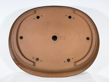 Preowned Japanese Tokoname Unglazed Oval Bonsai Pot Kitayama - 19.75” x 15.75” x 4”