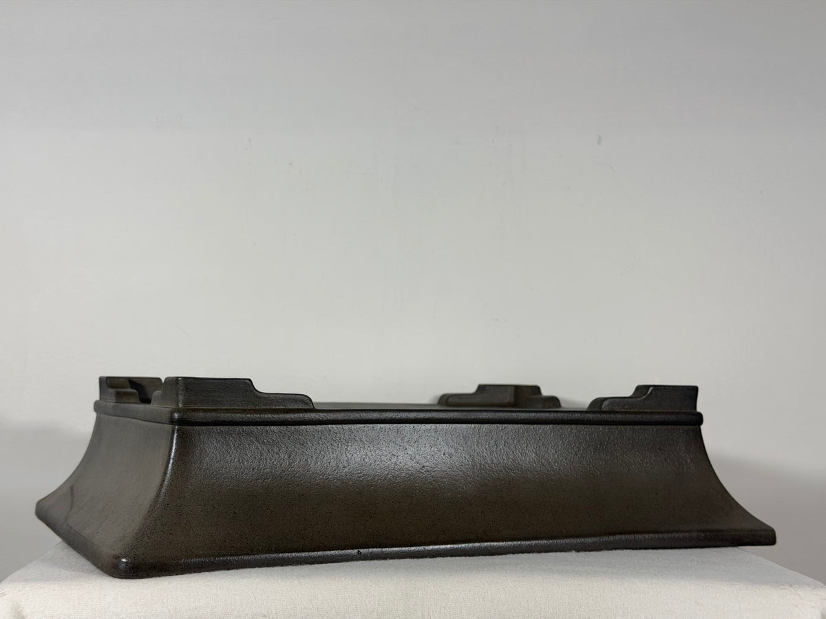 Preowned Japanese Tokoname Unglazed Rectangular Bonsai Pot Gyouzan Nakano - 16.5” x 12” x 4”
