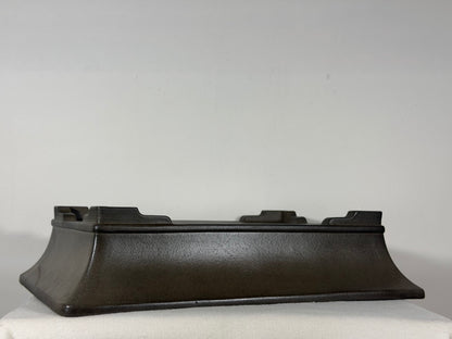 Preowned Japanese Tokoname Unglazed Rectangular Bonsai Pot Gyouzan Nakano - 16.5” x 12” x 4”