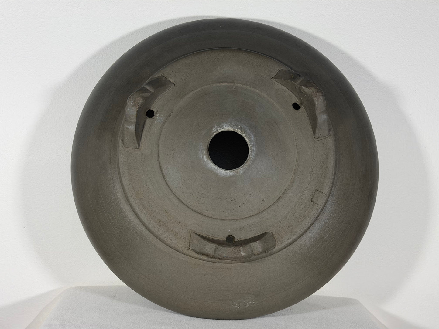 Preowned Japanese Tokoname Unglazed Round Bonsai Pot Touyou - 15.75” By 4.75”