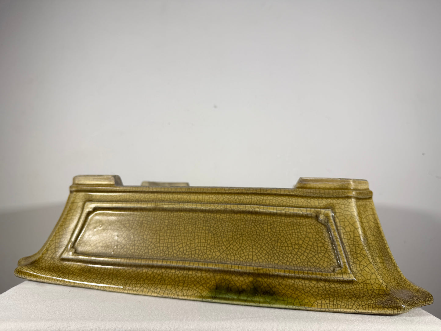 New Japanese Tokoname Glazed Rectangular Bonsai Pot Mazan Terahata - 19” By 15.5”
