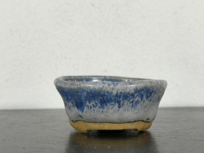 Preowned Japanese Tokoname Glazed Round Bonsai Pot - 2” By 7/8”