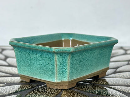 Preowned Japanese Tokoname Glazed Rectangular Bonsai Pot - 3.5” By 2.75”