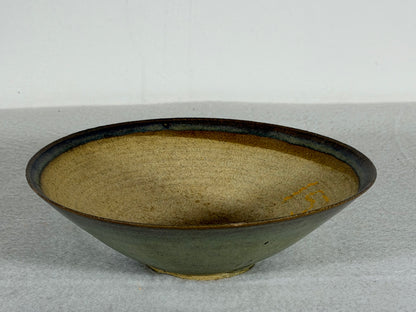 Preowned Japanese Tokoname Glazed Round Bonsai Pot has Stamp - 5.75” By 1 5/8”