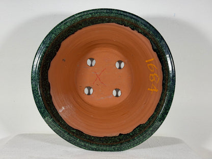 New Japanese Tokoname Glazed Round Bonsai Pot Syuhou Yoshimura - 12” By 6.25”