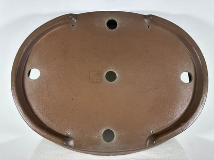 Preowned Japanese Tokoname Unglazed Oval Bonsai Pot Gyouzan - 19.75” By 15.5”