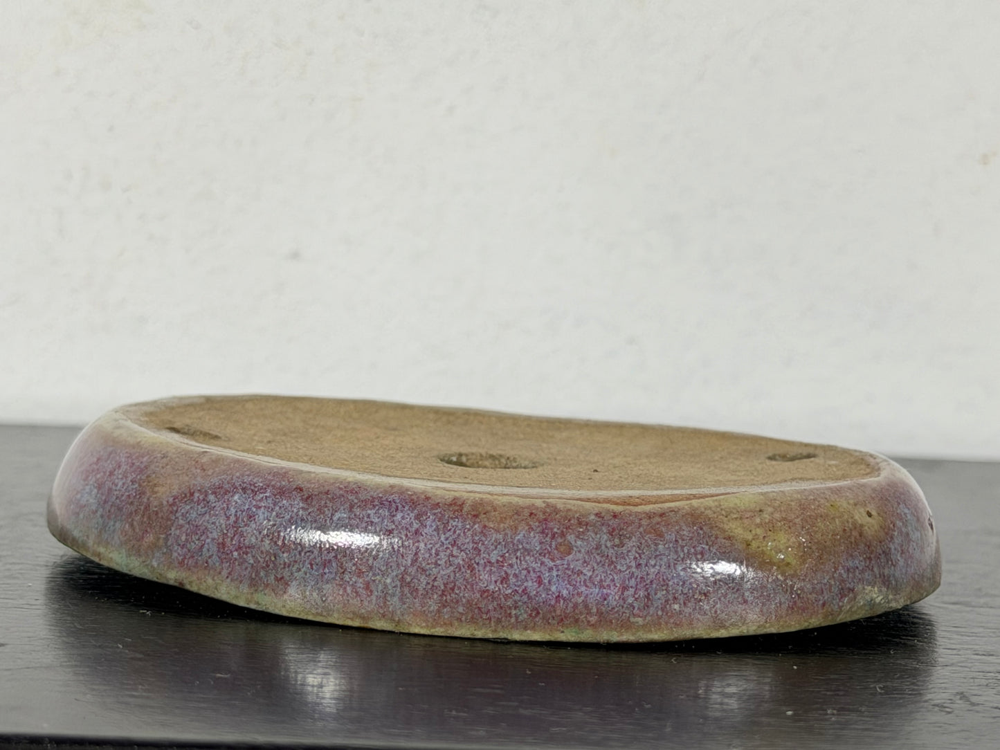 Preowned Vintage Japanese Tokoname Glazed Shallow Bonsai Pot - 3.25” By 2 3/8”