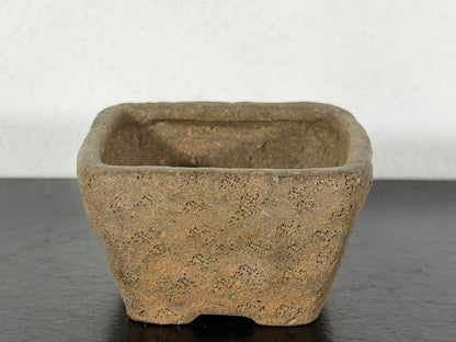 Preowned Japanese Tokoname Unglazed Square Bonsai Pot - 2.25” By 1.25”