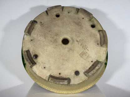 Preowned Vintage Japanese Tokoname Glazed Round Bonsai Pot Mazan Terahata - 20.75” By 6.25”