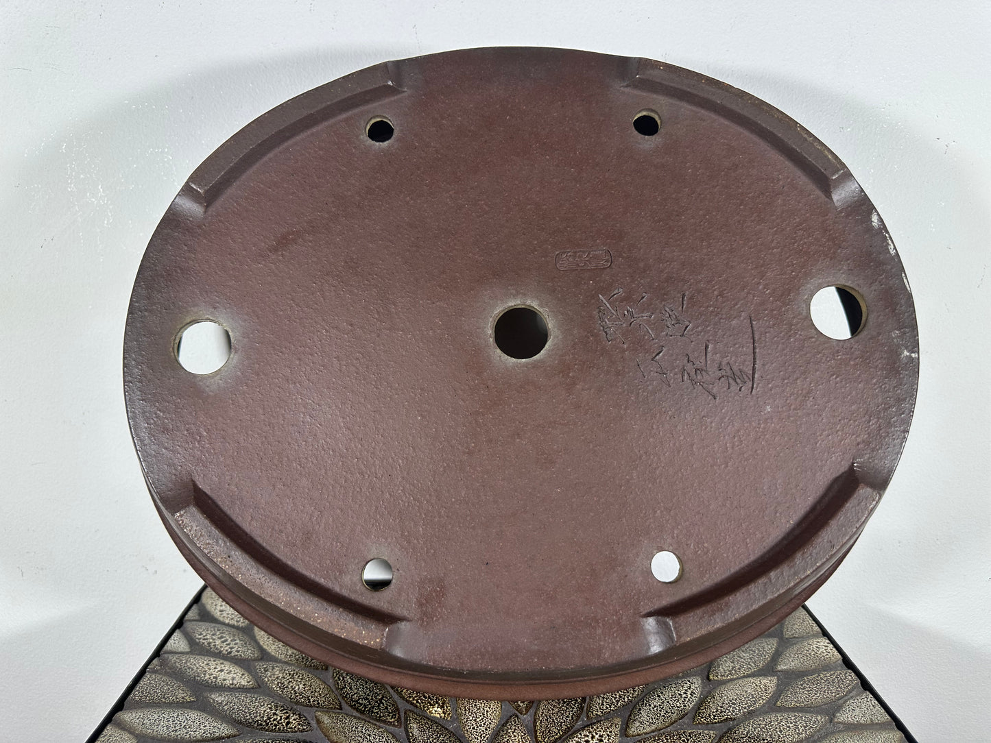 Preowned Japanese Tokoname Unglazed Oval Bonsai Pot Yamaaki - 17” By 14”
