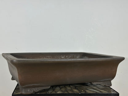 Preowned Japanese Tokoname Unglazed Rectangular Bonsai Pot Syukouzan - 19.5” By 15”