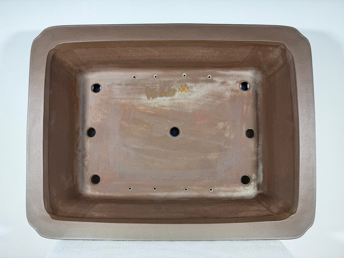 Preowned Japanese Tokoname Unglazed Rectangular Bonsai Pot Gyouzan Nakano - 22.25” By 16.75”