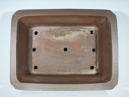 Preowned Japanese Tokoname Unglazed Rectangular Bonsai Pot Gyouzan Nakano - 22.25” By 16.75”