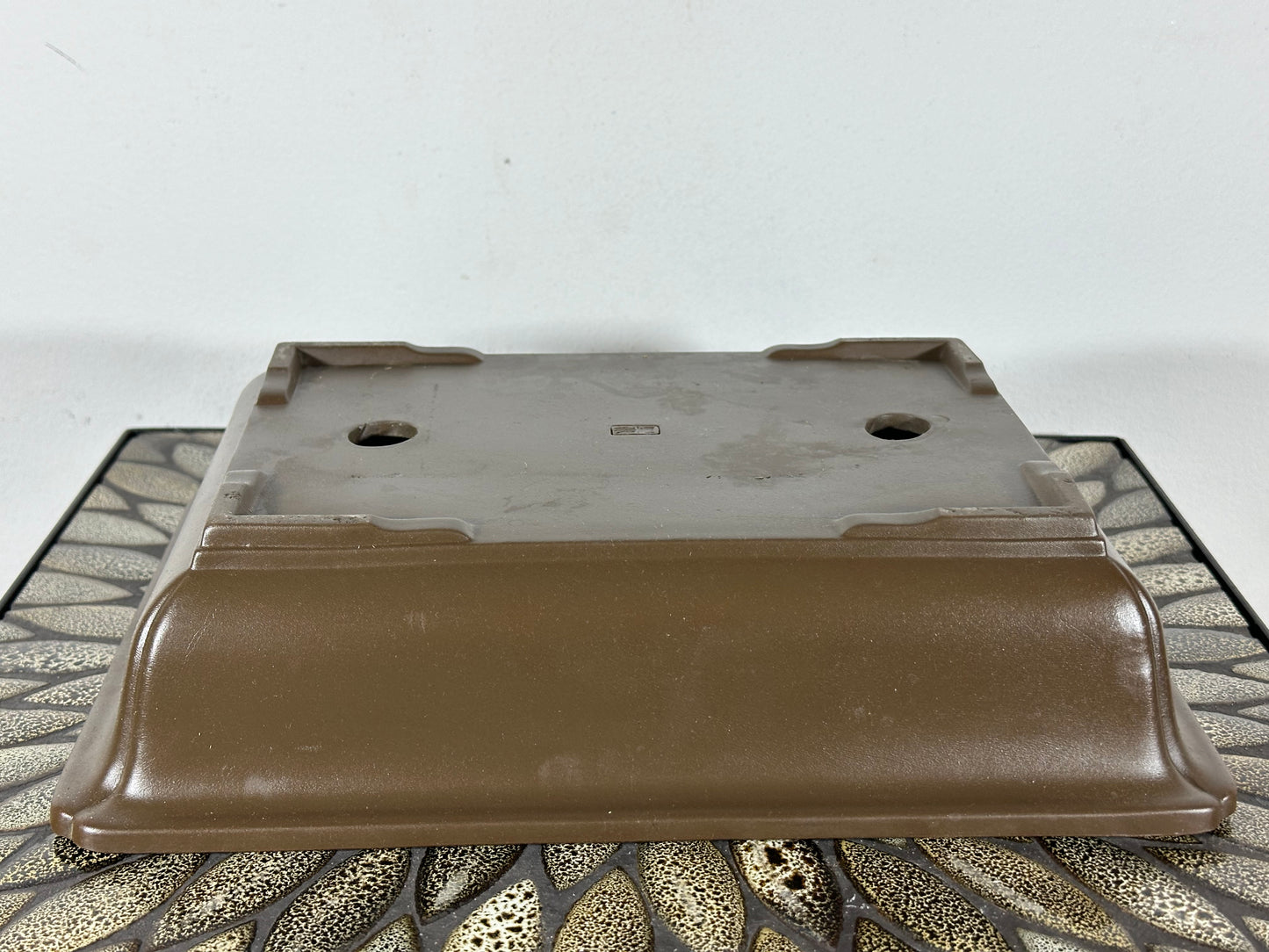 Preowned Japanese Tokoname Unglazed Rectangular Bonsai Pot with Stamps - 12.25” By 9.25”