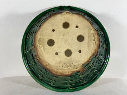 Preowned Japanese Tokoname Glazed Round Bonsai Pot Masashi - 10.75” By 4.25”