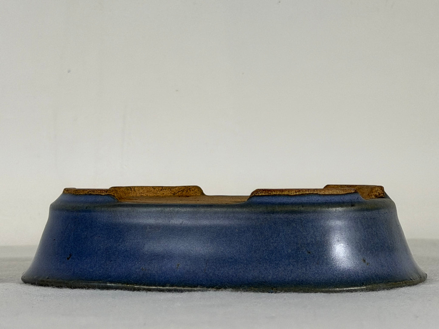 Preowned Japanese Tokoname Glazed Oval Bonsai Pot Hatutori - 6.5” By 4.75”