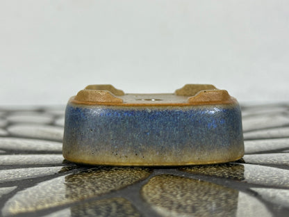 Preowned Japanese Tokoname Glazed Rectangular Bonsai Pot with Stamp - 2” By 1 5/8”