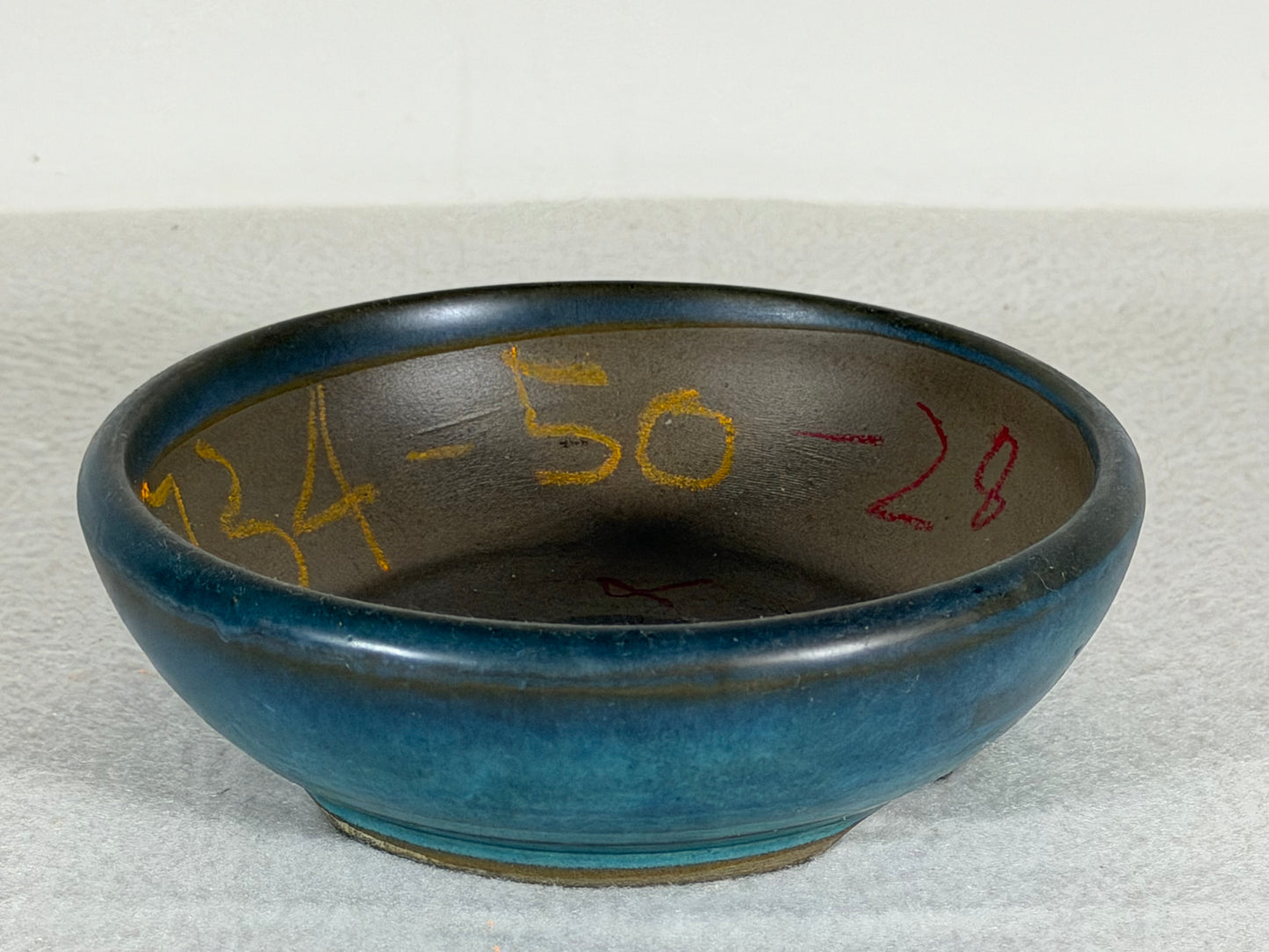Preowned Japanese Tokoname Glazed Round Bonsai Pot - 5” By 1.5”