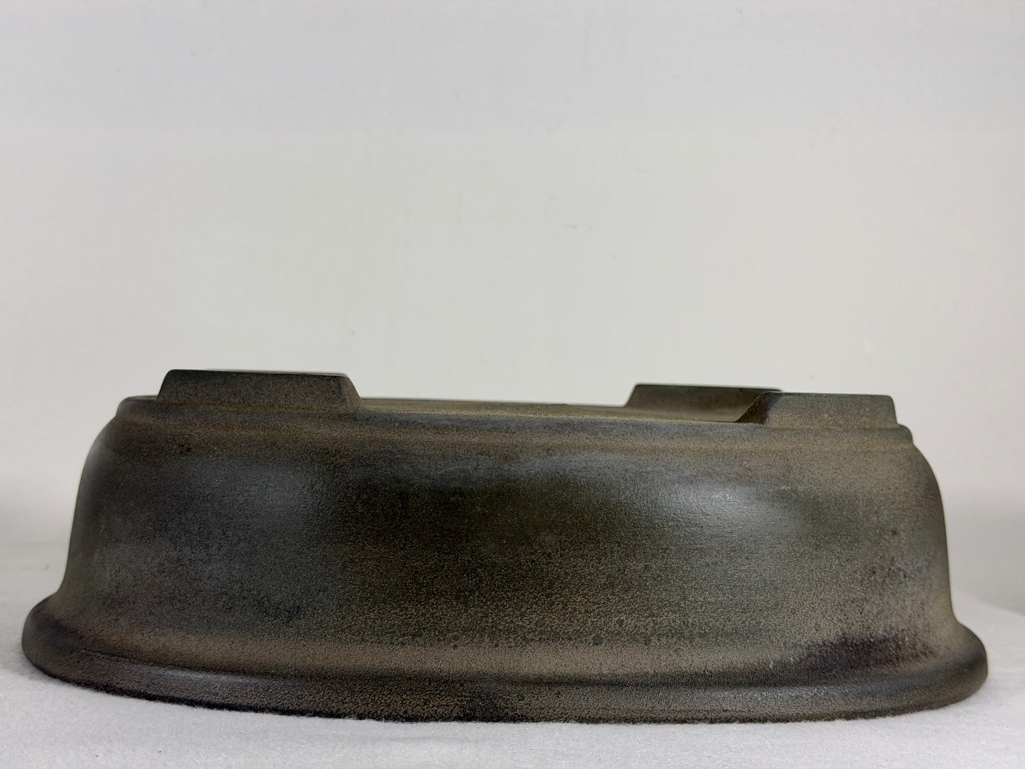 Preowned Japanese Tokoname Unglazed Oval Bonsai Pot Yamakou - 11.5” By 9”