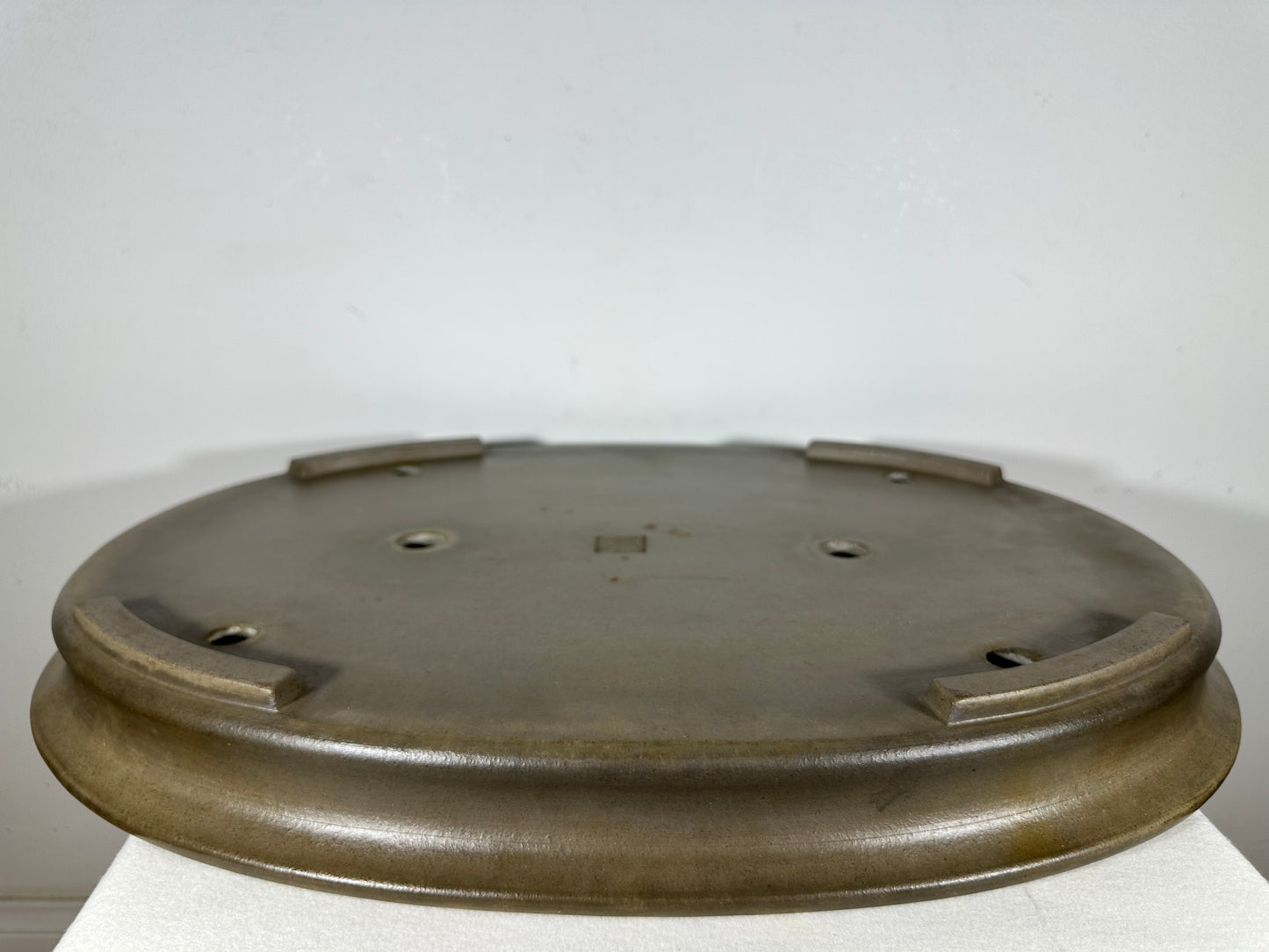Preowned Japanese Tokoname Unglazed Oval Shallow Bonsai Pot Seizan - 23.25” By 17”