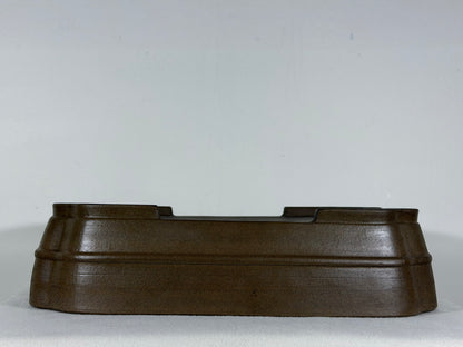 Preowned Japanese Tokoname Unglazed Rectangular Bonsai Pot Sykouzan - 14.25” By 11.25”