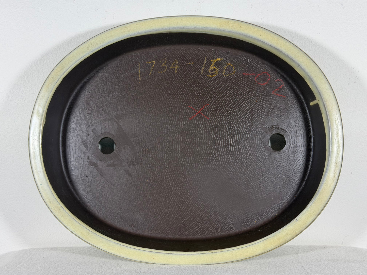 Preowned Japanese Tokoname Glazed Oval Bonsai Pot - 13.75” By 11”