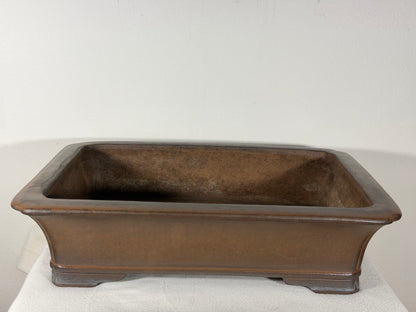 Preowned Japanese Tokoname Unglazed Rectangular Bonsai Pot Gyouzan Nakano - 16.75” By 12.25”