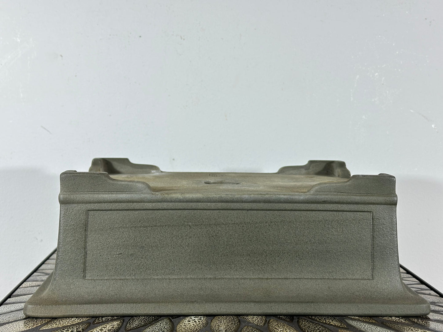 Preowned Vintage Japanese Tokoname Unglazed Rectangular Bonsai Pot Yamakou - 13 3/8” By 10.25”