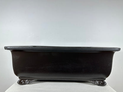 Preowned Japanese Tokoname Unglazed Rectangular Bonsai Pot Kaiyou - 18.5” By 14”