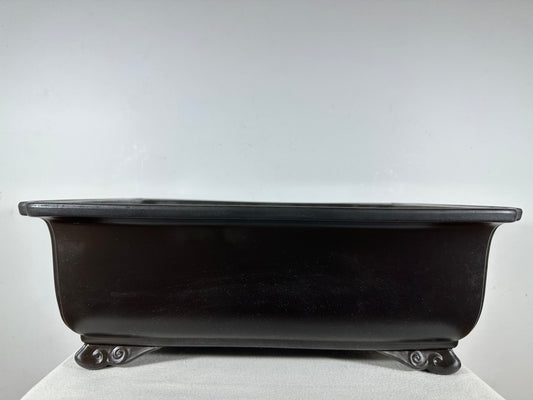 Preowned Japanese Tokoname Unglazed Rectangular Bonsai Pot Kaiyou - 18.5” By 14”
