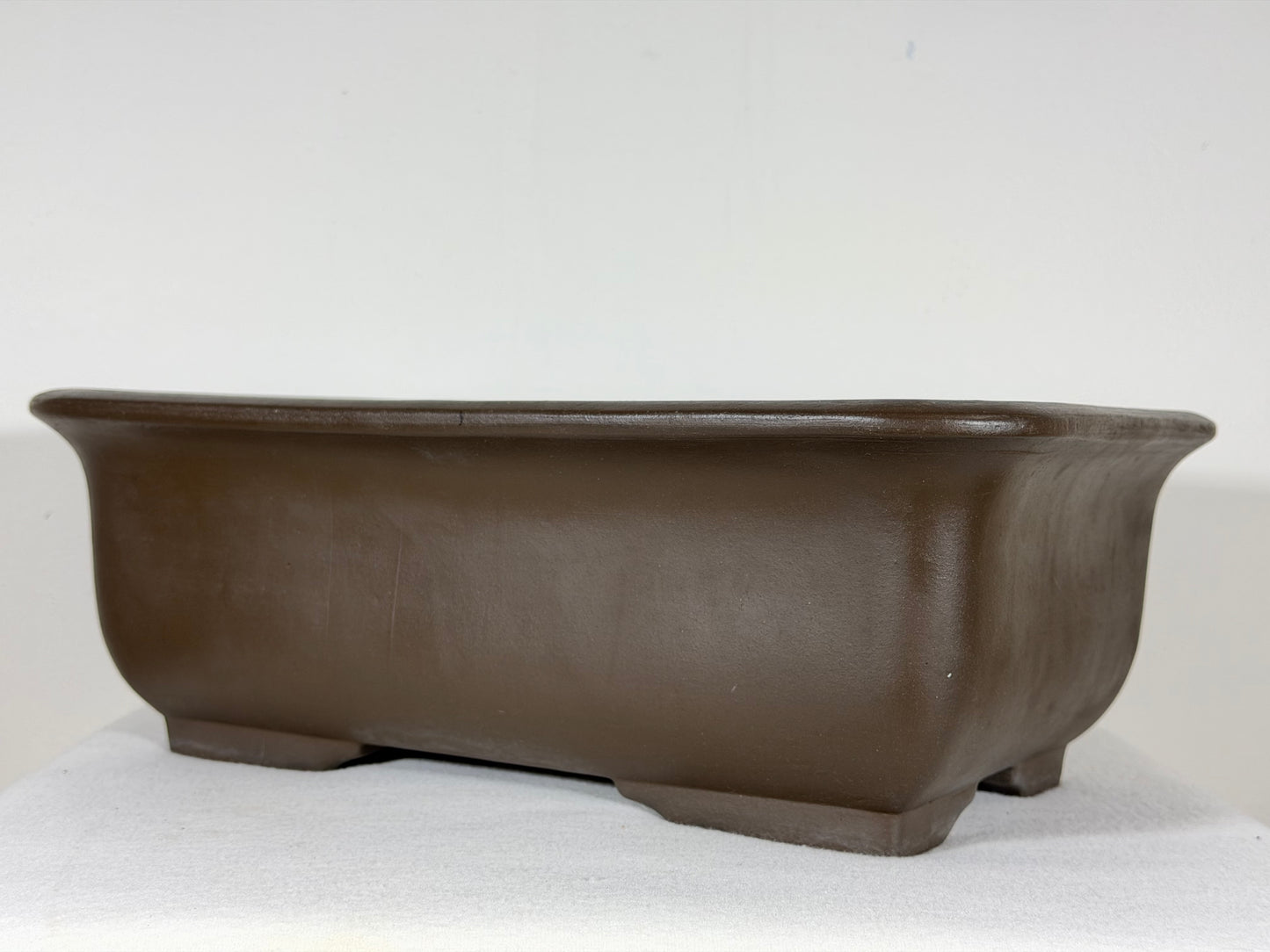 Preowned Vintage Japanese Tokoname Unglazed Rectangular Bonsai Pot Maruhei - 15.5” By 10.25”