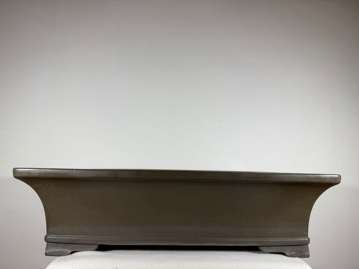Preowned Japanese Tokoname Unglazed Rectangular Bonsai Pot Gyouzan Nakano - 22” x 16.5” x 6”