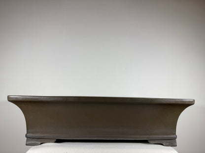 Preowned Japanese Tokoname Unglazed Rectangular Bonsai Pot Gyouzan Nakano - 22” x 16.5” x 6”