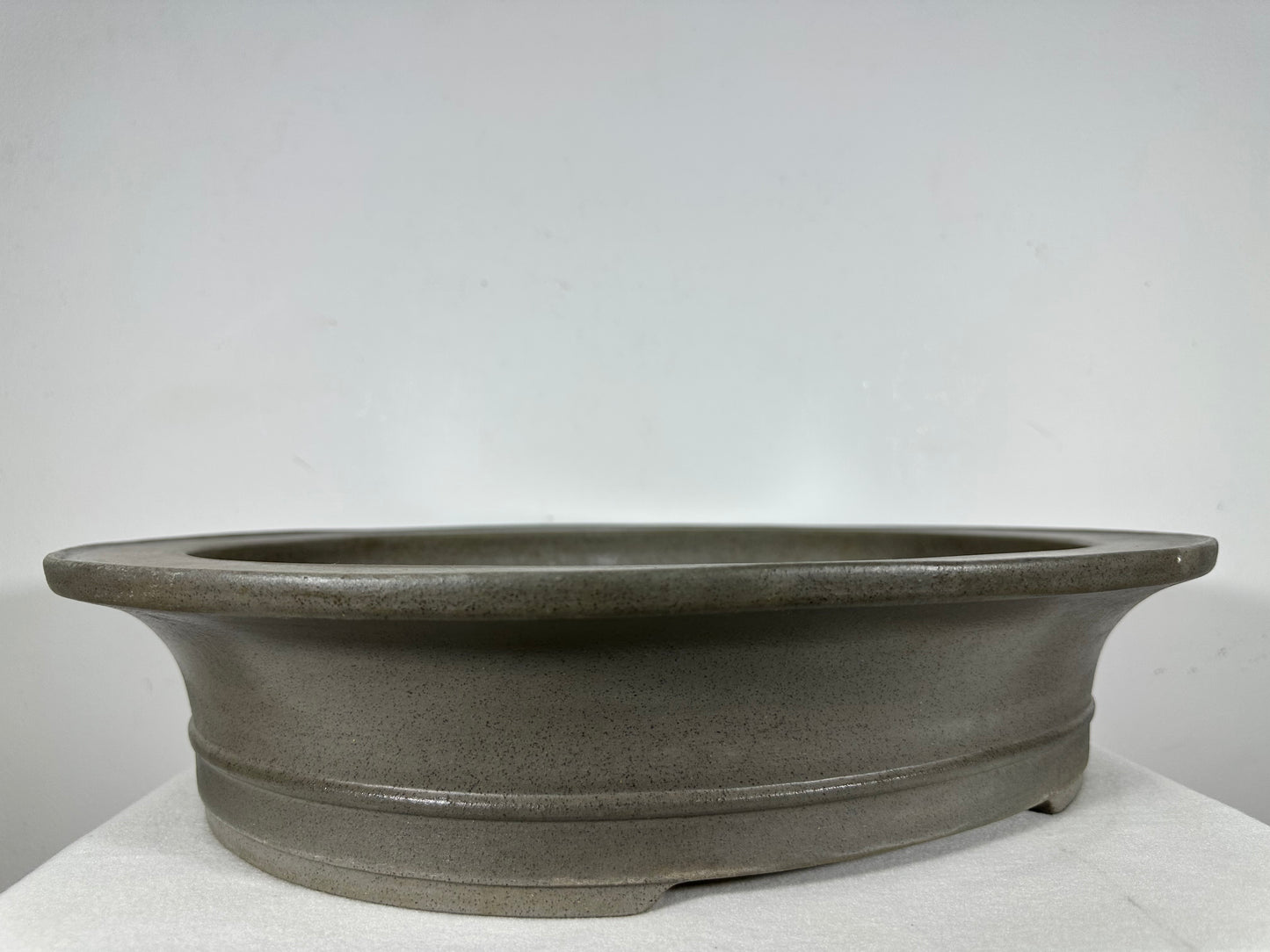Preowned Japanese Tokoname Unglazed Oval Bonsai Pot Seizan - 19” By 16”