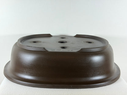 Preowned Japanese Tokoname Oval Unglazed Bonsai Pot Yamagen - 18” By 14.75”