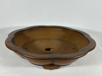 Preowned Japanese Tokoname Unglazed Rinka Style Bonsai Pot Bigei - 12” By 11.5”